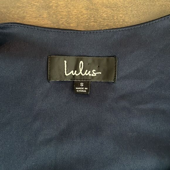 Lulus My Whole Heart Dark Navy Blue Long Sleeve Wrap Dress Sz- Small - Picture 11 of 16
